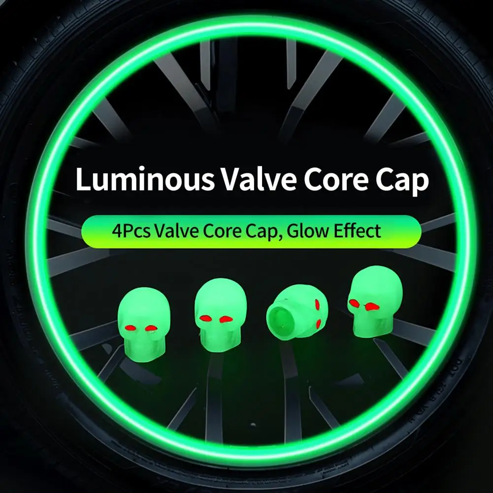 

Solid 4Pcs Compact Luminous Car Tire Stem Cap Lightweight Valve Cover with Glow Effect for Motorcycle