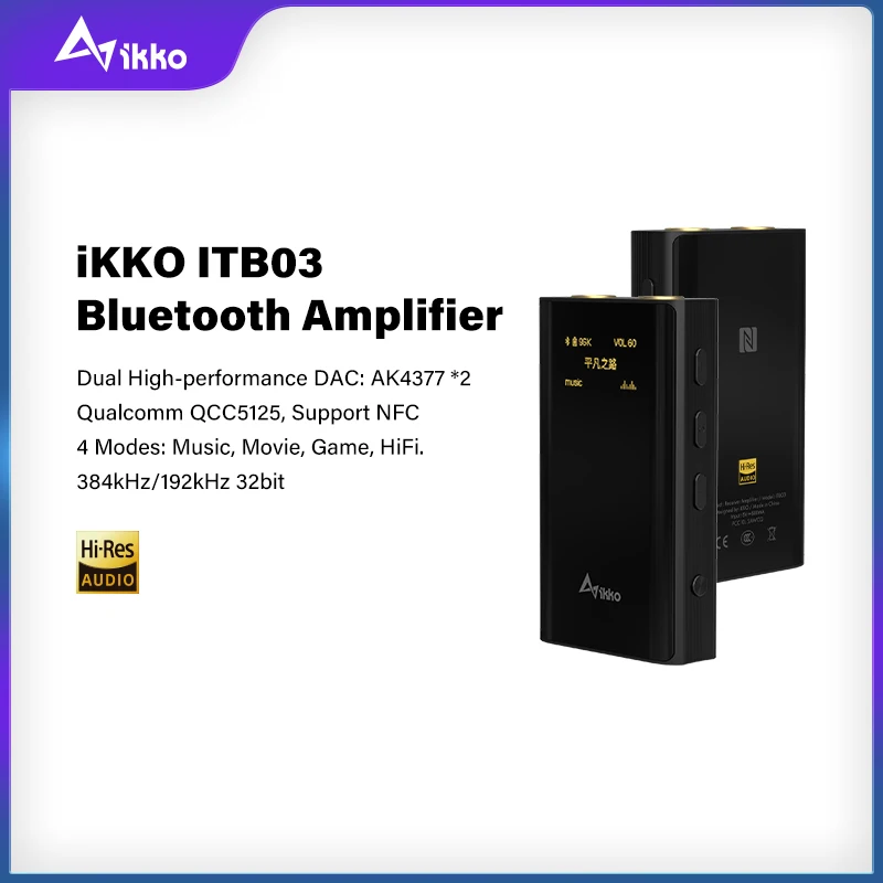 IKKO ITB03 Bluetooth 5 0 усилитель для наушников аудио Hifi Amp Dac AK4377 Поддержка - Цена: 9870.32