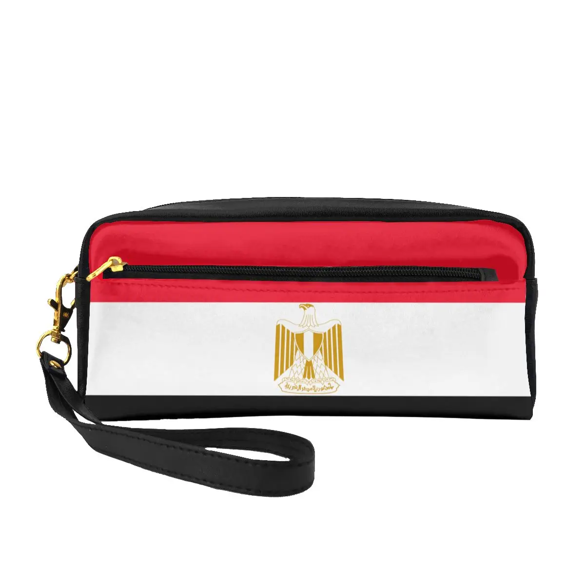 

Makeup Bag Waterproof PU Leather Cosmetic Bag Egypt Flag Pen Storage Bag Student Pencil Case