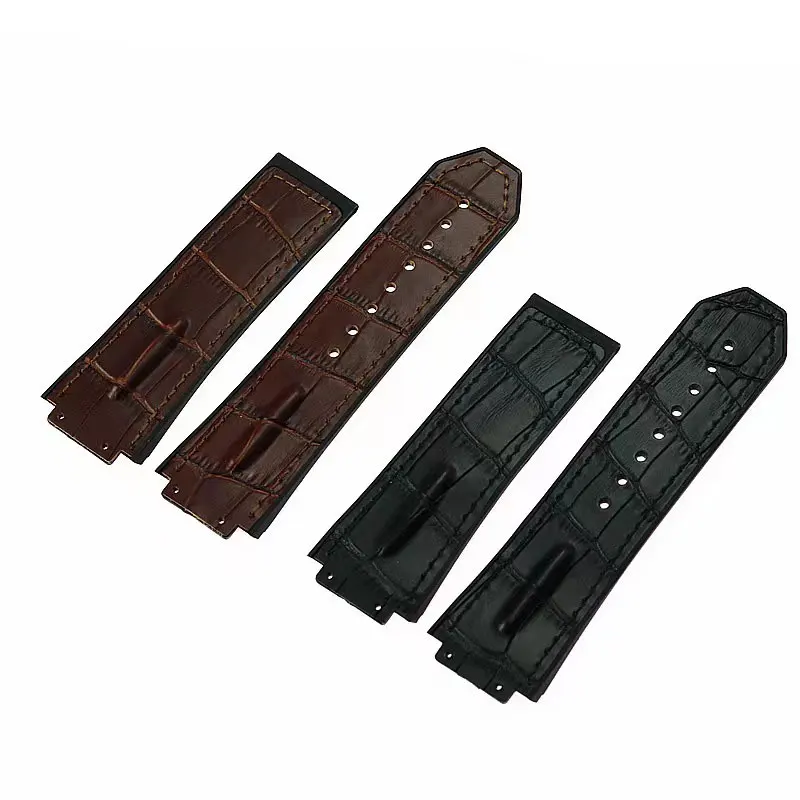 

New hot selling genuine leather leather bottom silicone waterproof comfortable men's and women's watch belt 29 * 19 * 24