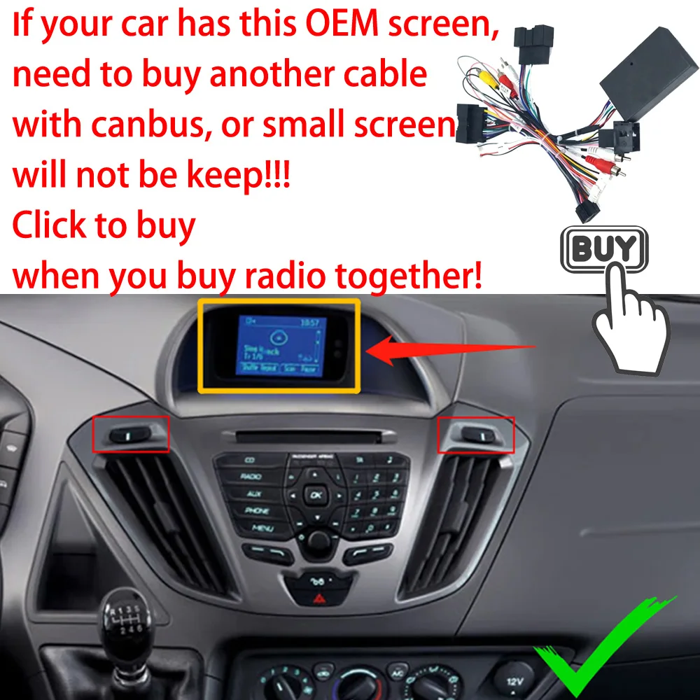 Дополнительный кабель питания с Can-шиной для Ford Transit, с OEM-адаптером экрана, с жгутом проводов Can Box, 16-контактный разъем 12 В