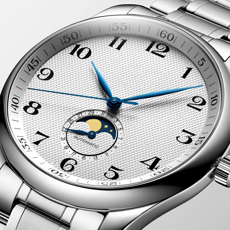 

Мужские автоматические механические часы серии Moonphase Master, наручные часы из нержавеющей стали с сапфировым стеклом, Новинка