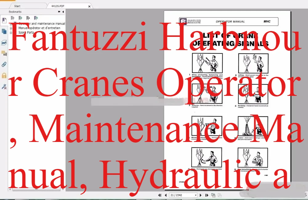 Фото АвтоDVD Fantuzzi Harbnour Cranes Operator, руководство по техническому обслуживанию, схема гидравлической и электрической схемы №1