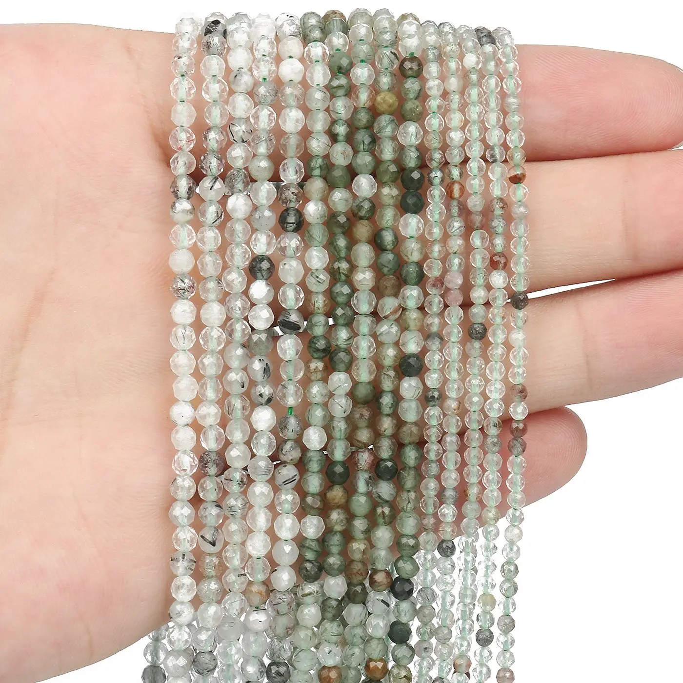 

2 3 4mm Faceted Natural Stone Green Ghost Crystal Loose Spacer Small Waist Seed Beads for Jewelry Making DIY Bracelet Necklace