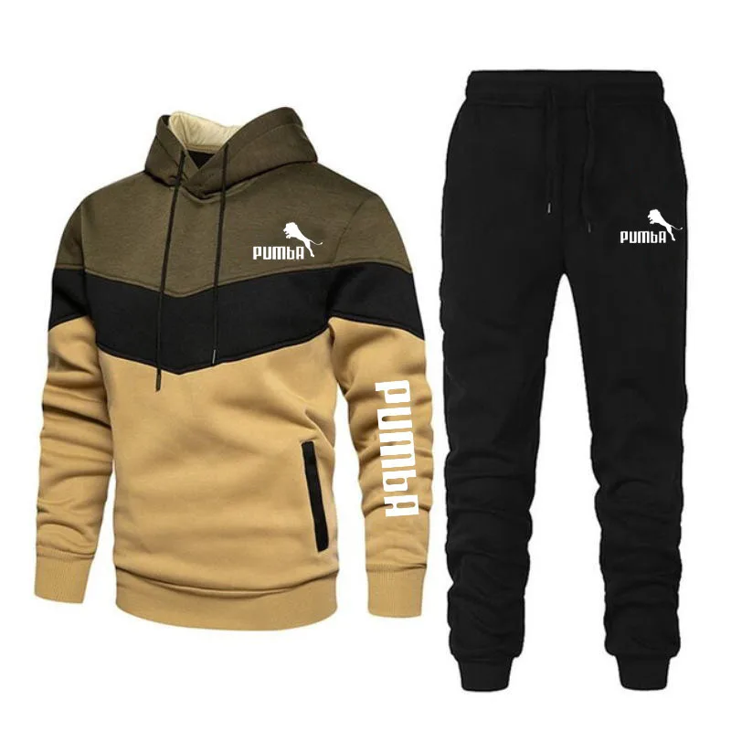 

2021New Men's Autumn Winter Sets Zipper Hoodie+Pants Pieces Casual Tracksuit Male Sportswear Brand Clothing Sweat Suit