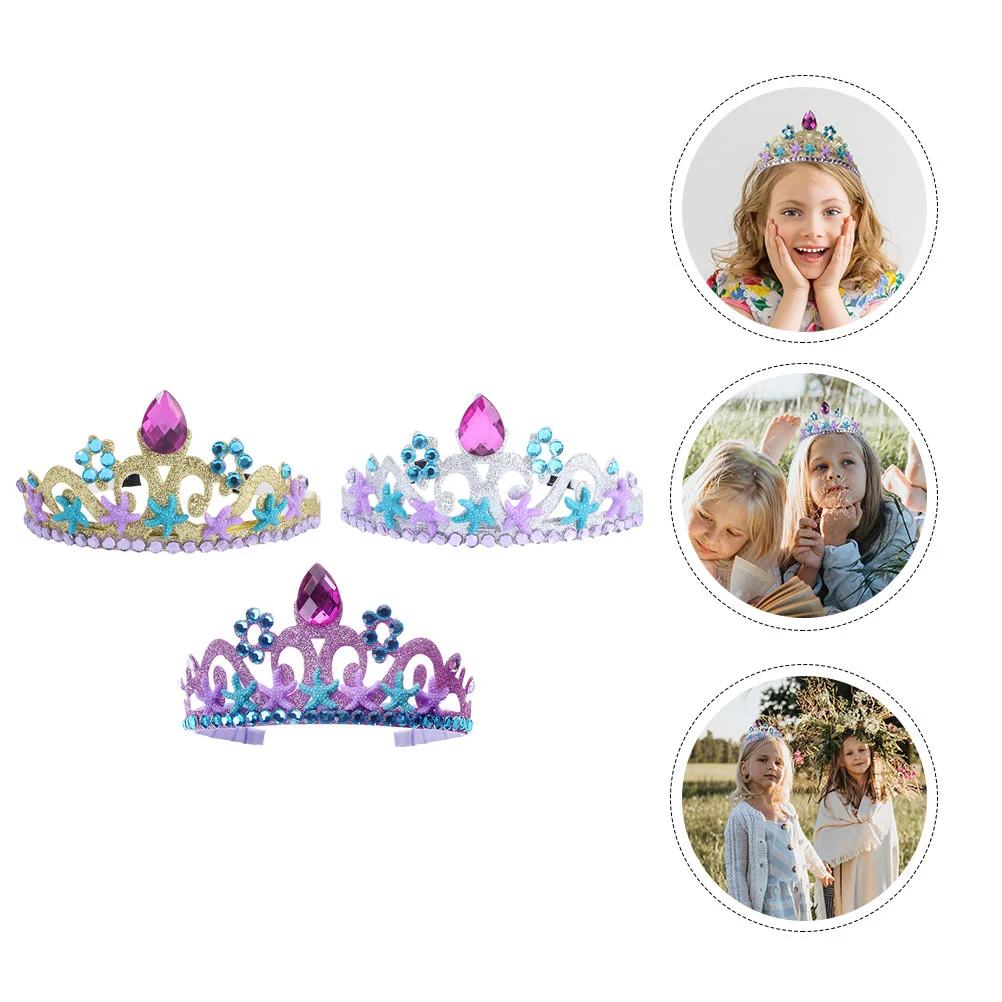 

3pcs Ocean Themed Crown Hair Hoops Little Girl Crowns Delicate Tiara Headdress