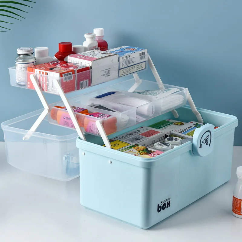 

Family Portable First Aid Medical Kit Multi-layer Portable Medical Kit Folding Large Capacity Family Medicine Storage Box