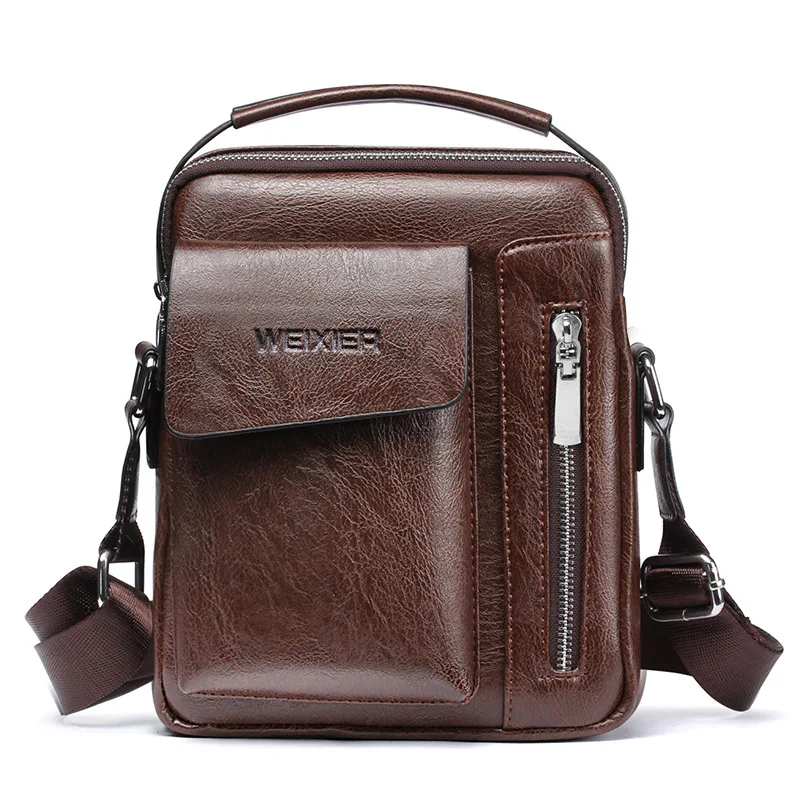New Vintage Men's Leather Shoulder Bag Multi-function Crossbody Bag Male Hand Tote bags Large Capacity Messenger Bag For Man