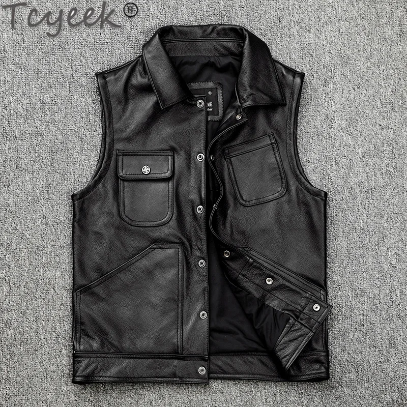 

Top 100% Genuine Leather Jacket Men Natural Cowhide Coat Spring Autumn Mens Leather Casual Jackets Black Vest Chaquetas Hombre