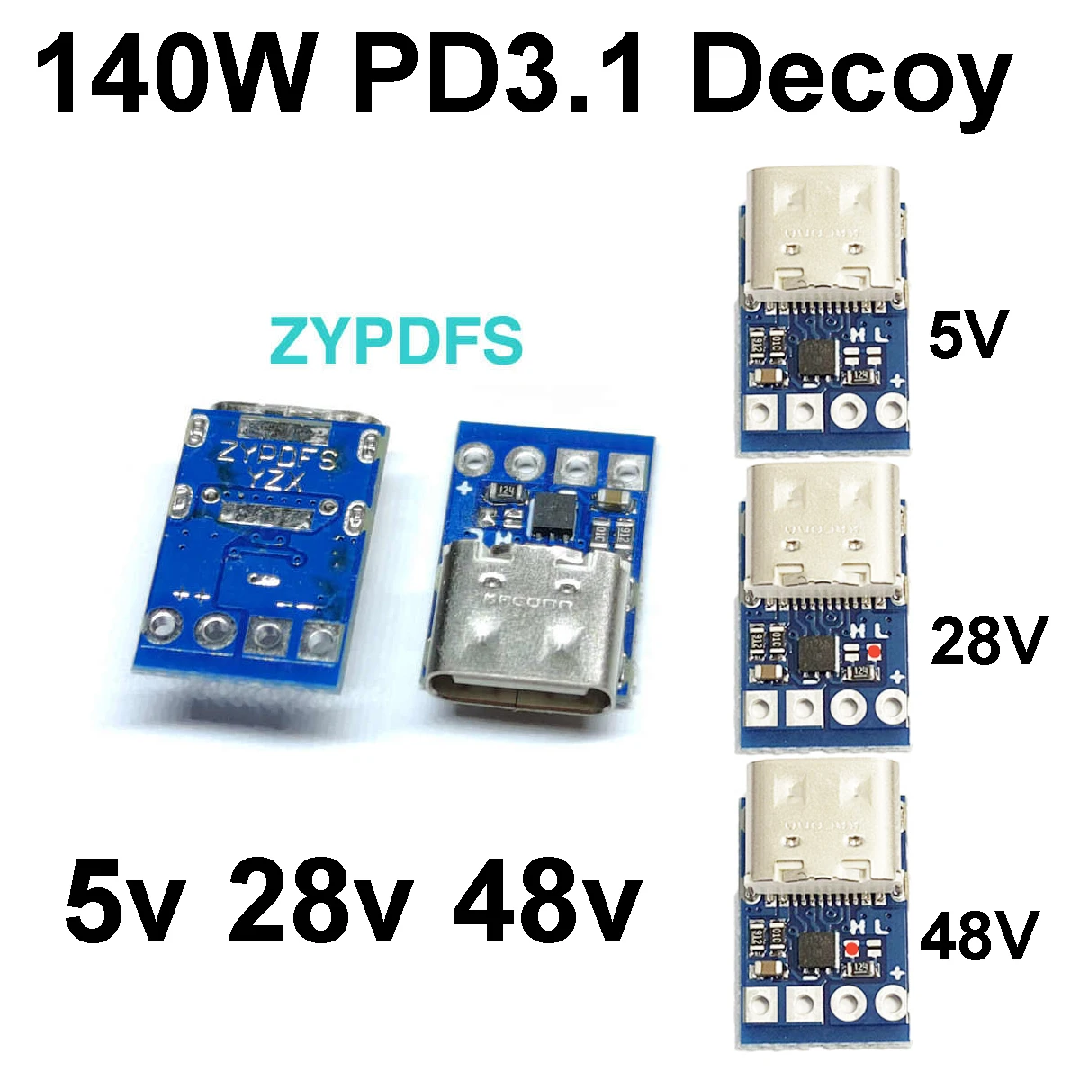 

140W 5A 28V USB TYPE-C PD Адаптер триггеров напряжения-приманки QC PD3.1 5V 28V 48V Быстрая зарядка Блок питания для ноутбука PD TO DC Зарядное устройство