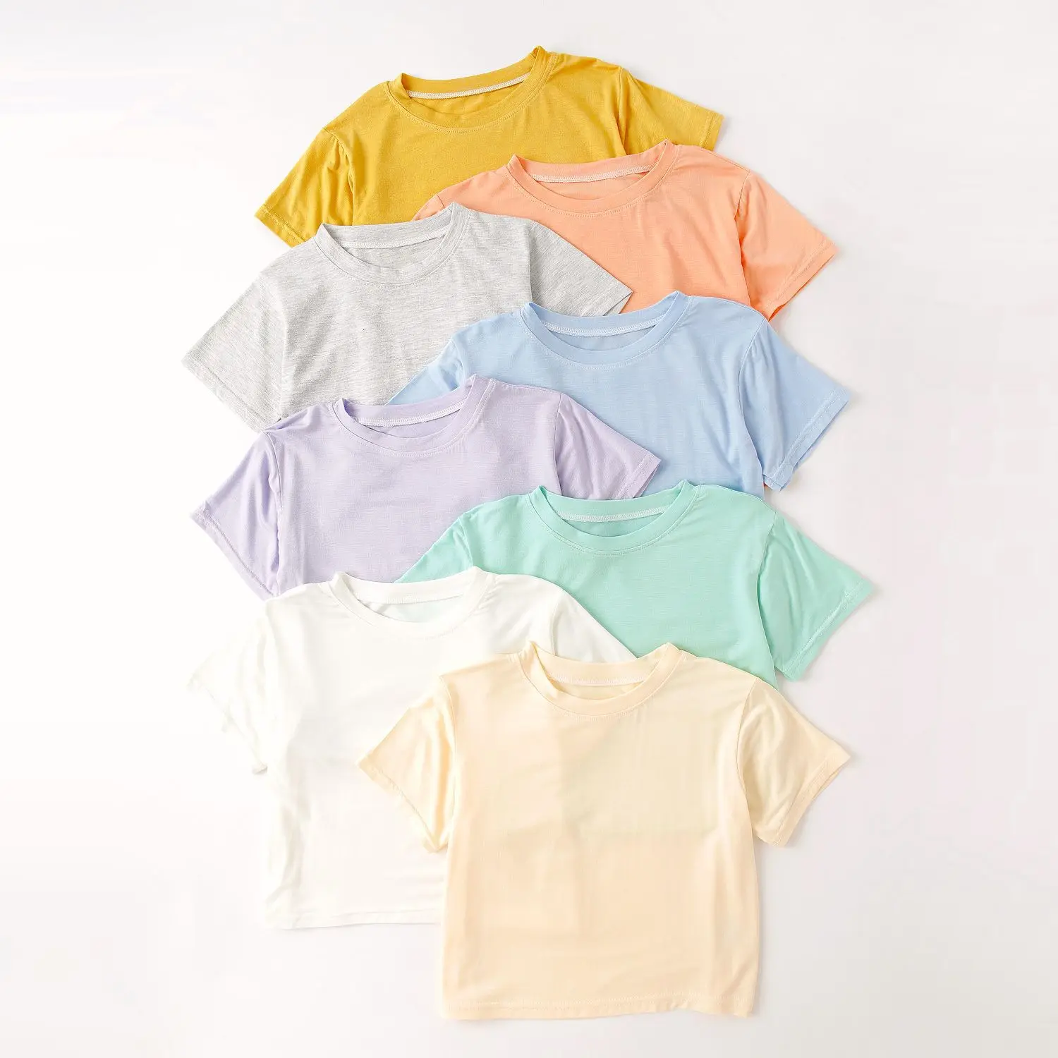 

Одежда из модала, футболки с коротким рукавом и круглым вырезом для мальчиков и девочек, топы с коротким рукавом для малышей, однотонная ниж...