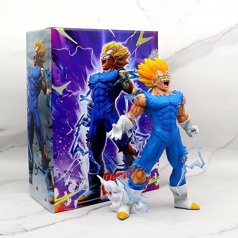 

27cm Anime Dragon Ball Z Self-destruct Majin Vegeta Action Figures PVC Figures Super Saiyan Statue GK Vegeta Figurine Model Toys