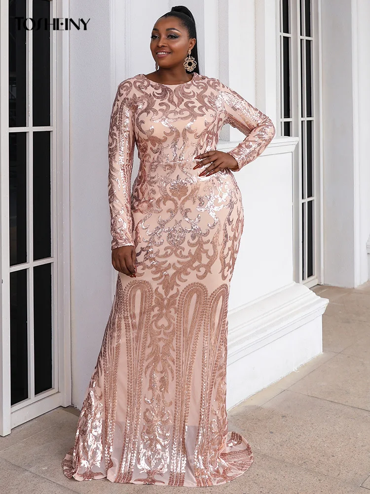 Женское платье-Русалка с блестками на подоле