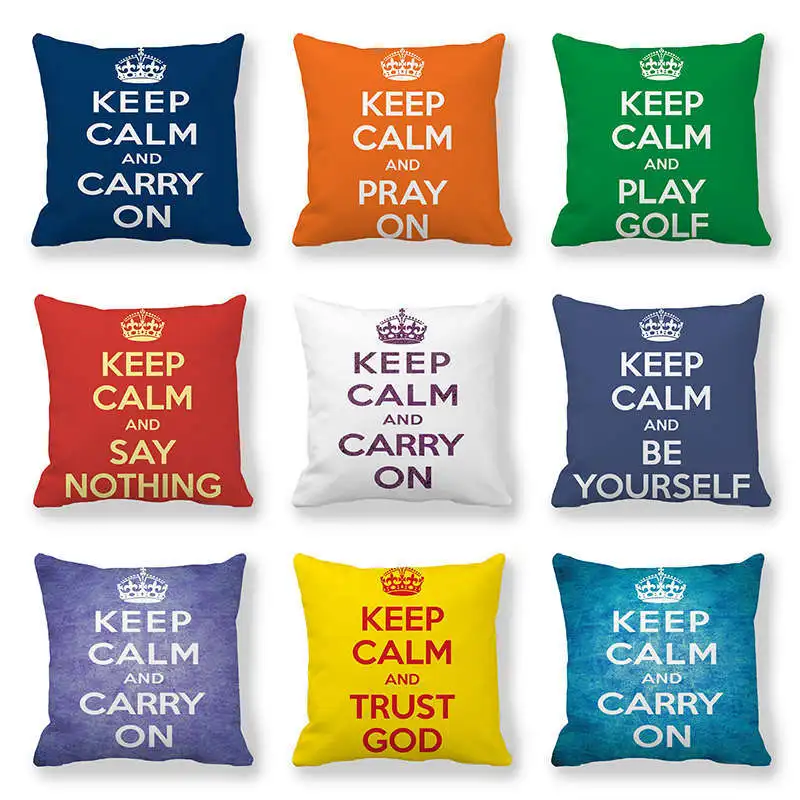 

Funny Letter Throw Pillow Cover Keep Calm and Carry on Pillows Case for Bedroom Car Bed Sofa Pillowcases for Pillows 18x18 Inch