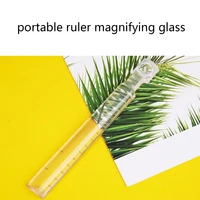 portable 2x magnifying bar acrylic magnifier ruler with measuring scale 0 15cm for reading small prints document