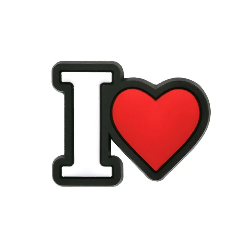 Hot 1pcs Red series PVC Shoe Charms Cartoon love Shoe Accessories Garden Shoe Buckle Decorations fit Croc JIBZ Kids X-mas Gifts