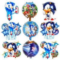 1set hedgehog sonic foil balloon kid birthday party decoration baby shower inflatable helium globos holiday party event supplies