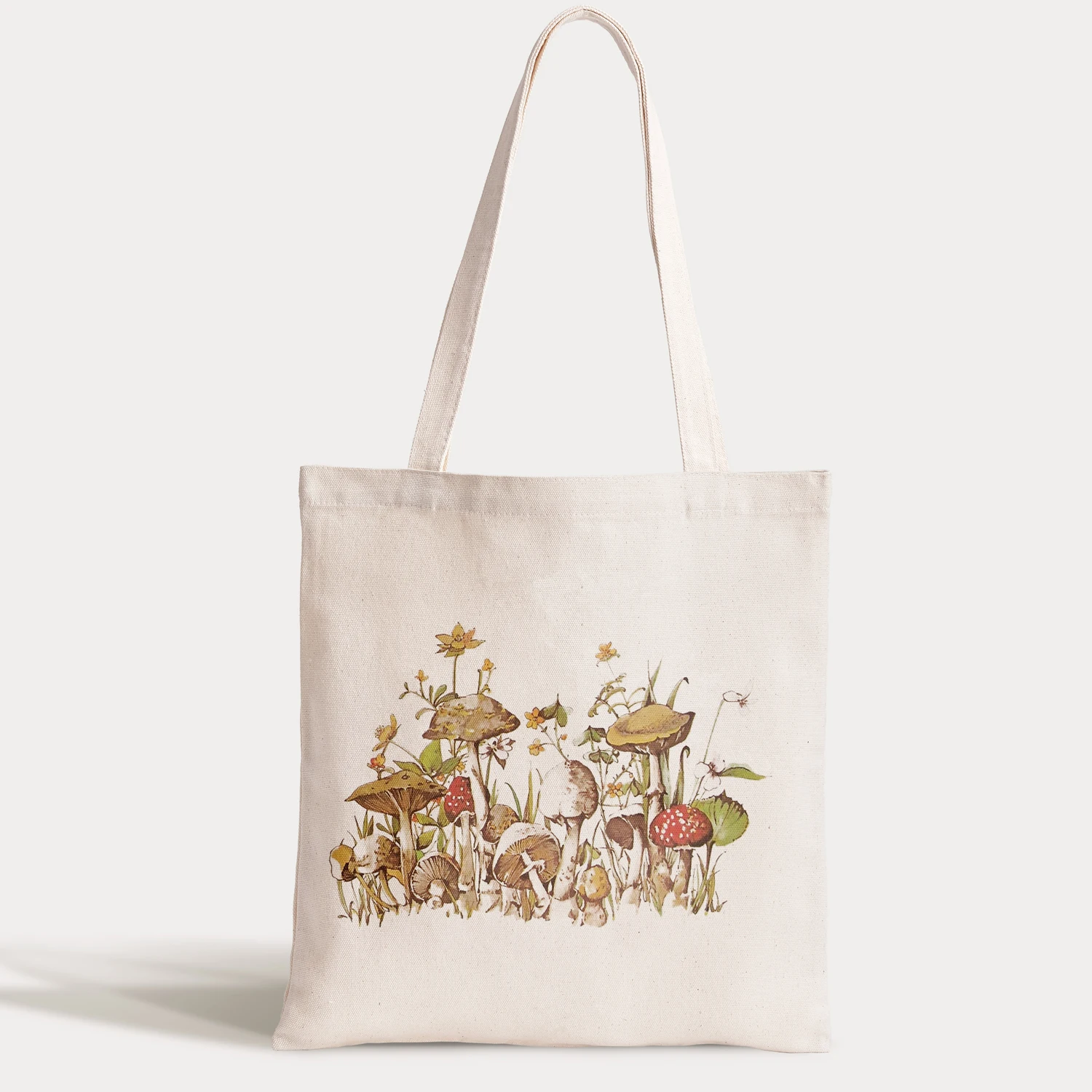 

Винтажная Холщовая Сумка с грибами, женская сумка через плечо Ulzzang Harajuku, Хлопковая сумка для покупок, женские многоразовые ручные сумки, сум...