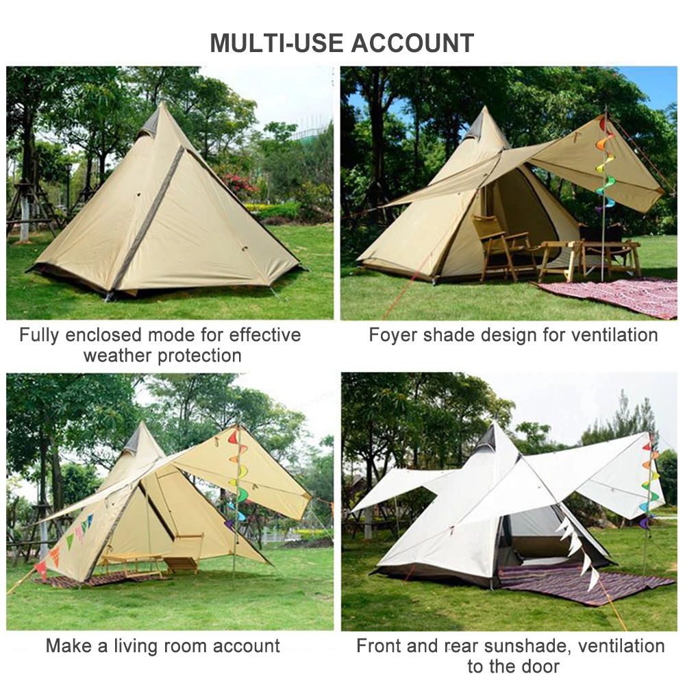 

3-4 Person Waterproof Camping Luxury Indian Yurt Tent/Large Multiplayer Aluminum Pole Outdoor Camping Double Layer Dome Tent