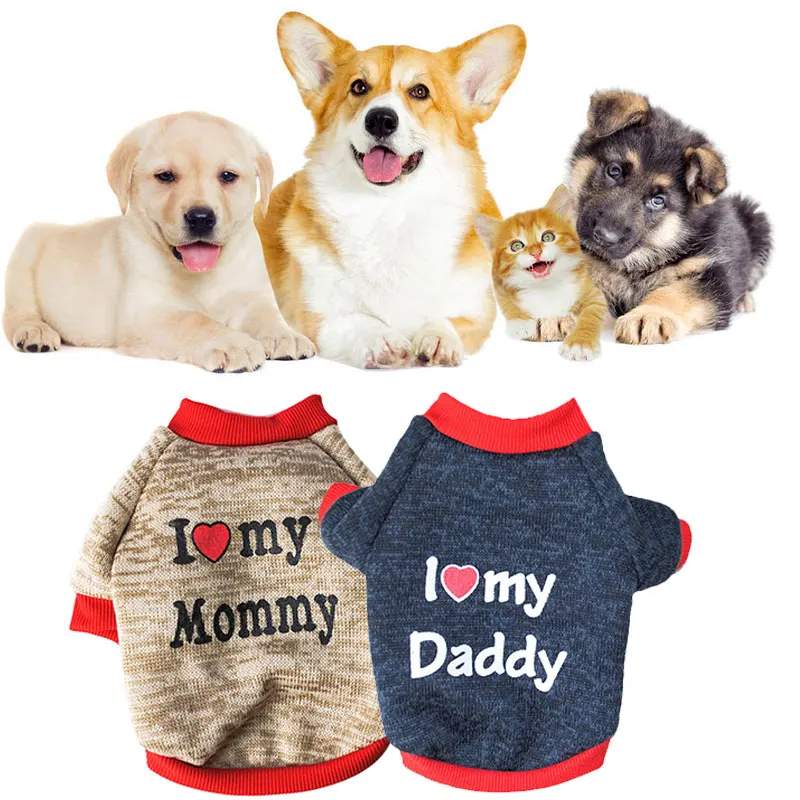 

Новая теплая толстовка с капюшоном для собак я люблю маму папу питомца щенка собаки Свитшот Одежда для маленьких средних собак кошек товары...