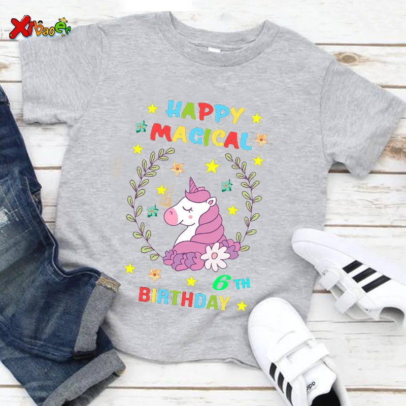 2022 Kids Unicorn T Shirt Cartoon Toddler Baby Hoodie Birthday Boy Clothing Girl Clothes Children's Customized Unicorn T-shirts