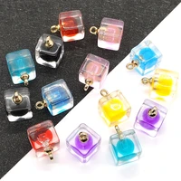 acrylic pendant transparent square beads colorful pendant jewelry diy making necklace accessories jewelry charm wholesale