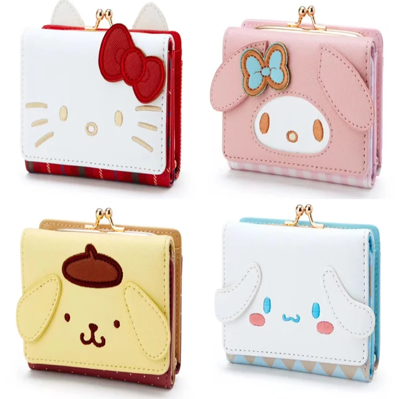 

11 см мультяшный аниме My Melody KT Cat Cinnamoroll Purin Dog Kawaii PU кошелек милый моделирующий складной чехол на молнии для карт женский кошелек