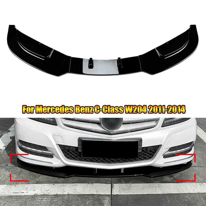 

Сплиттер для переднего бампера Mercedes Benz C-Class W204 2011-2014, сплиттер для губ, блеск, черный бампер, защитный сплиттер, диффузор, корпус, комплекты