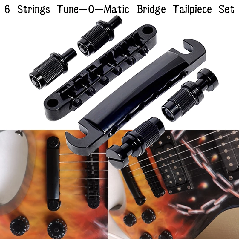 Фото 1 комплект черного моста для электрогитары Tune-O-Matic SG и Taiiece №2