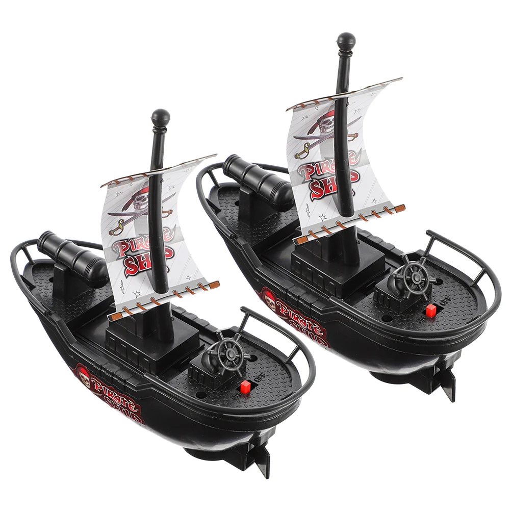 

2 Pool Pirate Electric Ship Adventure Playset Sailboats Model Bathtub Bath Time for Swimming Pool Bathroom Great Gift