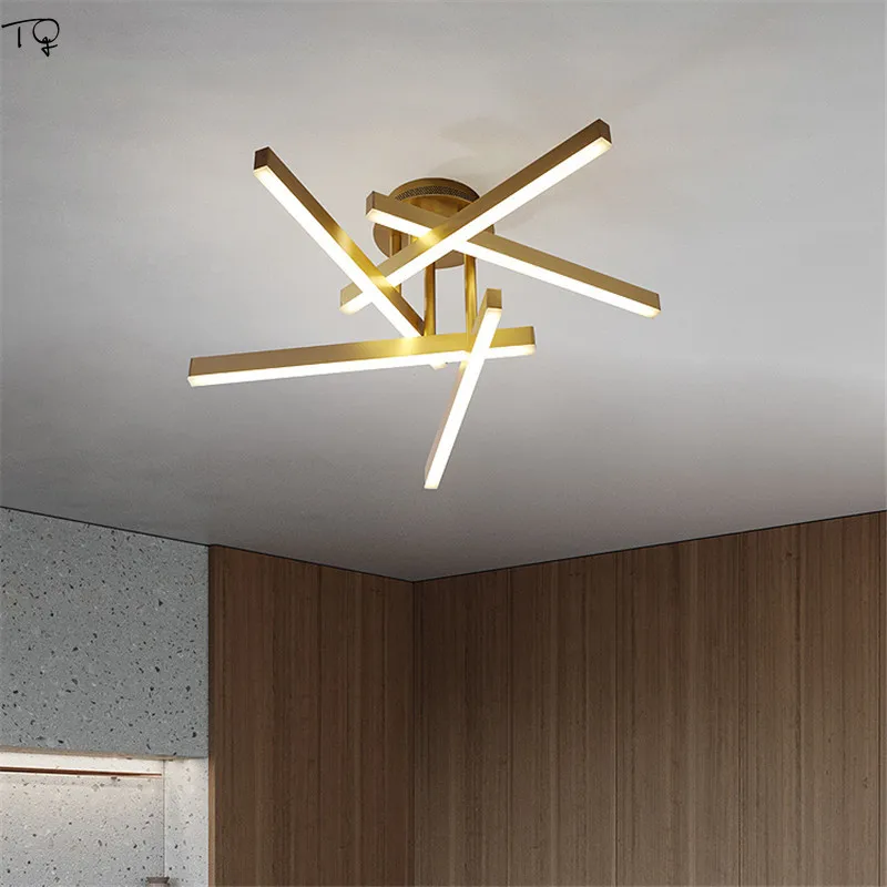 

Дизайнерский роскошный художественный линейный алюминиевый акриловый потолочный светильник, современный индивидуальный минималистичный светодиодный светильник для спальни, балкона, прикроватный