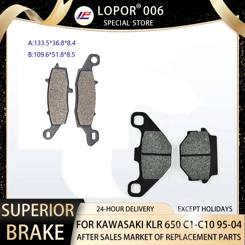 

650CC Motorcycle Brake Pads Front&Rear For Kawasaki KLR650 KLR 650 C1-C10 1995 1996 1997 1998 1999 2000 2001 2002 2003 2004