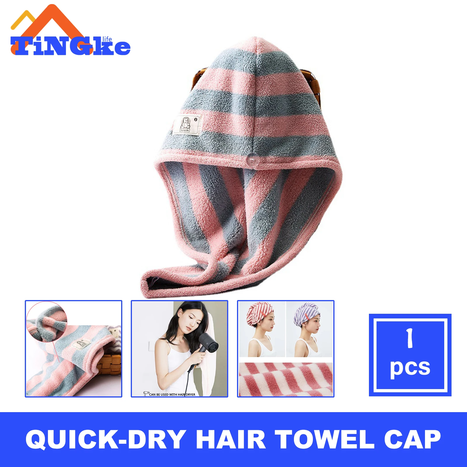 

Women Quick-dry Hair Drying Hat Quick-dry Hair Towel Cap Hat Bath Hat Microfiber Solid Towel Cap Absorption Turban Hair Dry Cap