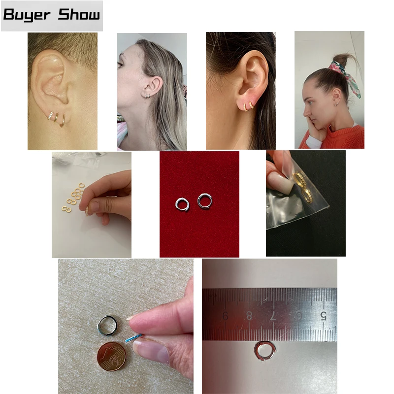 Roxi 925 Sterling Silver Earrings For Women/Men Small Hoop Earrings Ear Bone aros Tiny Ear Nose Ring Girl aretes ear hoops A30 images - 6