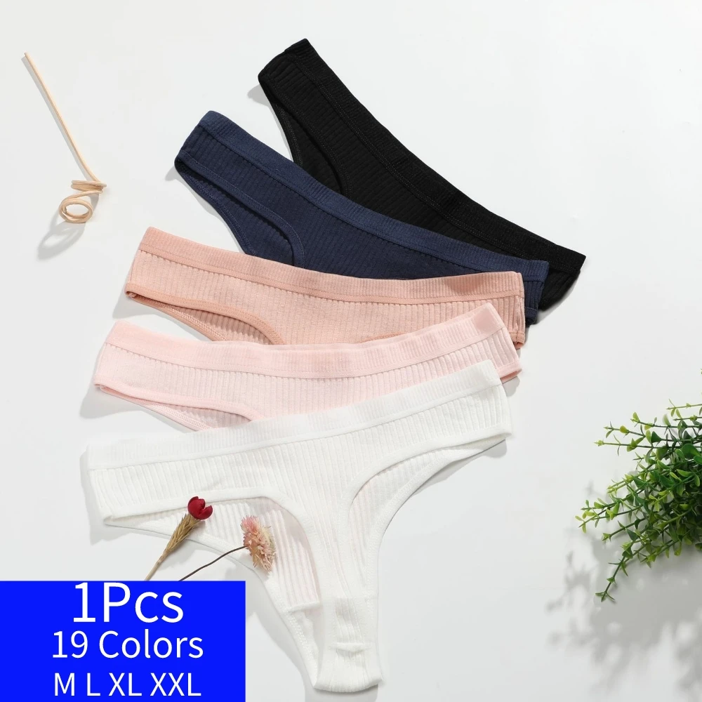

1Pcs Women Cotton Thongs 19 Colors трусы женские Calzones Mujer Female Underwear Panties Ladies XXL Plus Size G-string Lingerie