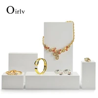 oirlv white solid wood jewelry display set for bangle ring necklace ring shop cabinet jewelry organizer rack