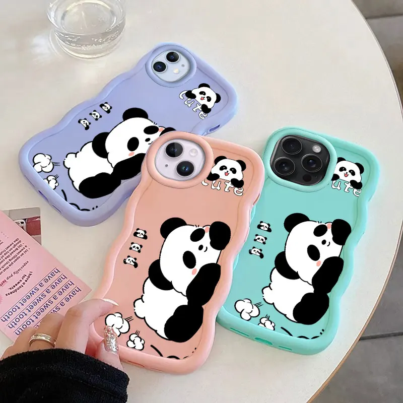 Модный чехол для телефона Panda Macalong iPhone XR 11 12 13 14 15 PRO MAX PLUS мягкий с волнистыми