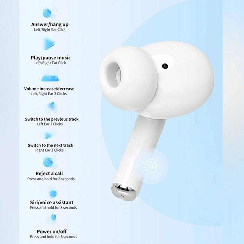Беспроводные Bluetooth-наушники Air Pro 2025, TWS-гарнитура, Hi-Fi наушники с шумоподавлением, водонепроницаемые для IPHONE Android (art.: 3920cd643b5b0) - 3920cd643b5b0