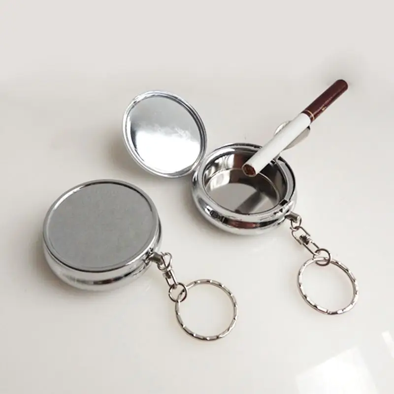 

2022 New Portable Pocket Cigarette Ashtray Stainless Steel Key Chain Outdoor Holder