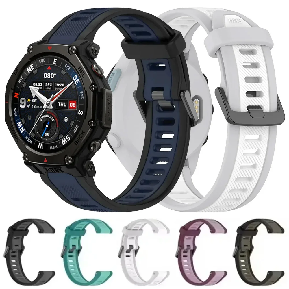 Фото Спортивный силиконовый ремешок 18/20/22 мм для Amazfit T-Rex3 Pro 48 мм 44 мм/Active 2, браслет для Amazfit Helio/Balance 2/Bip 6 №1