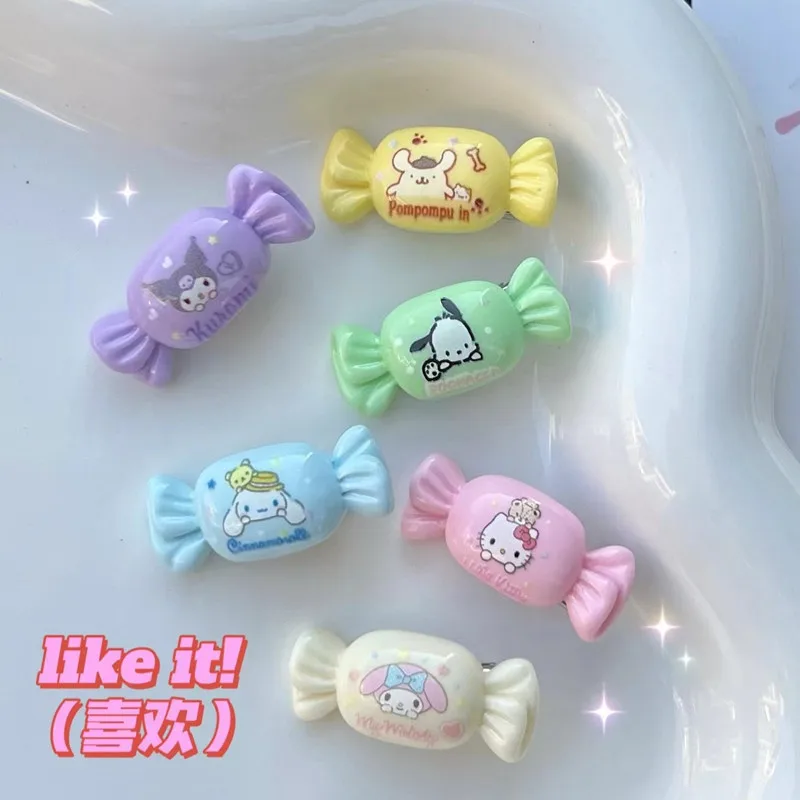 

Kawaii Sanrio Hello Kitty Kuromi Mymelody Cinnamoroll Pochacco Pom Pom Purin Candy Hairpin Headdress Ins Christmas Gift For Girl