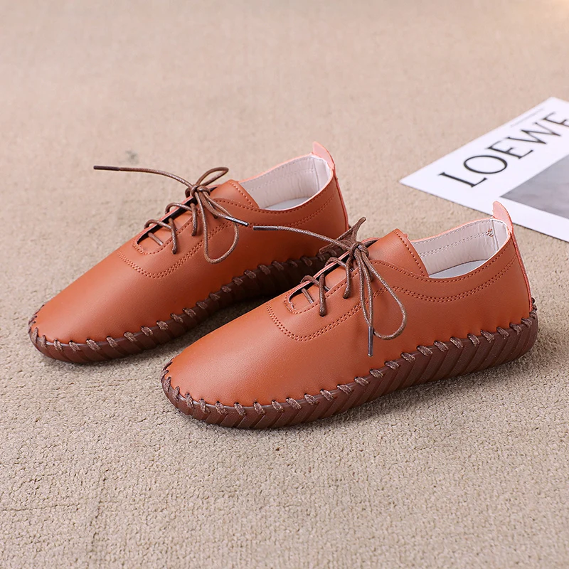 

Casual Summer Shoes Women Fashion Spring And Summer Women Casual Shoes Round Toe Lace Up Large Size Flat Solid Color