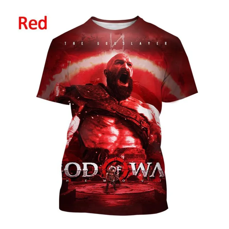 

God of War Game Poster Art 3D Printed Short-sleeved T Shirt Men's Popular Action Game Streetwear Tops Harajuku