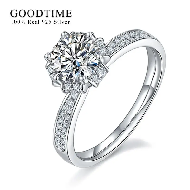 

Fashion Woman Wedding Ring Pure 100% 925 Sterling Silver D-color 1Ct Moissanite Ring Anniversary Jewelry Engagement Gift