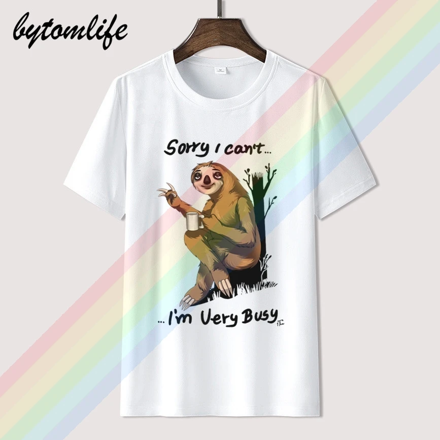

Very Busy Sloth T Shirt Men's Top T-shirts Funny Cartoon Tshirt Summer New Grey Tees Short Sleeve Cotton Clothes Plus Size