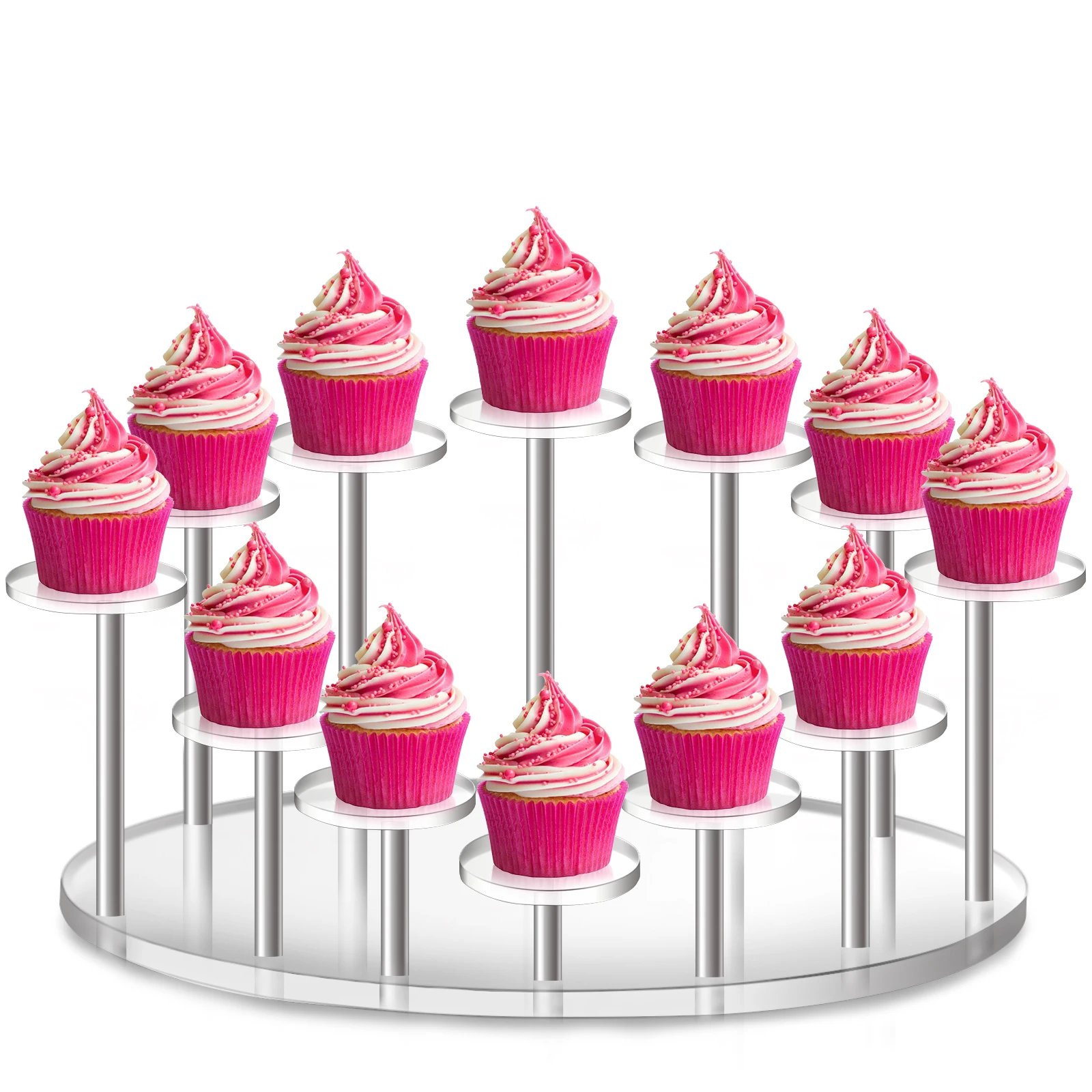 

Round Acrylic Cupcake Stand-12 Stands 3 in Premium Cupcake Holder Display Stand