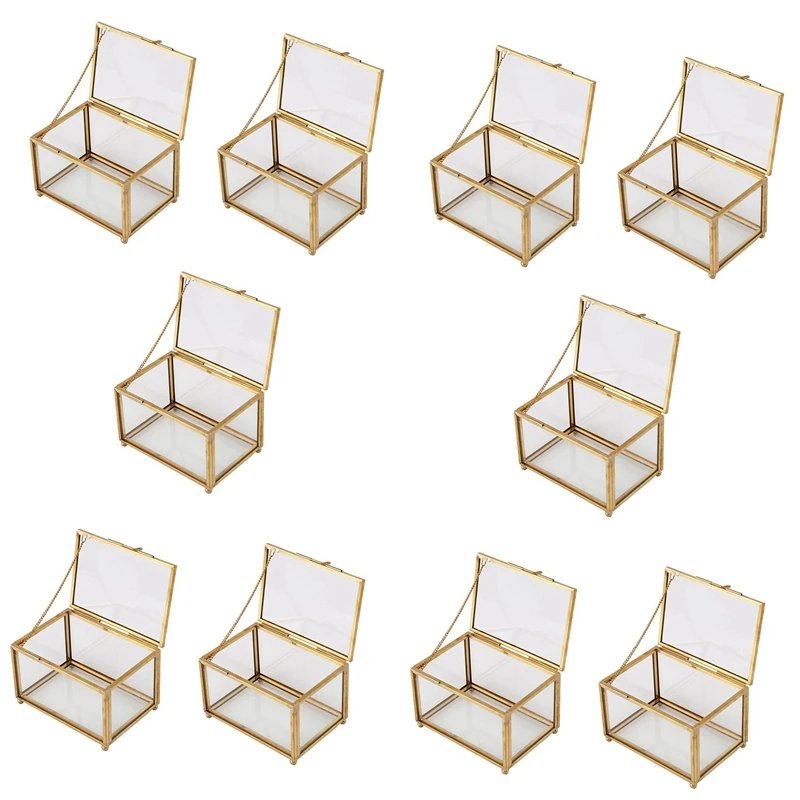 

10X Geometric Glass Style Jewelry Box Table Container For Displaying Jewelry Keepsakes Home Decoration Plants Container