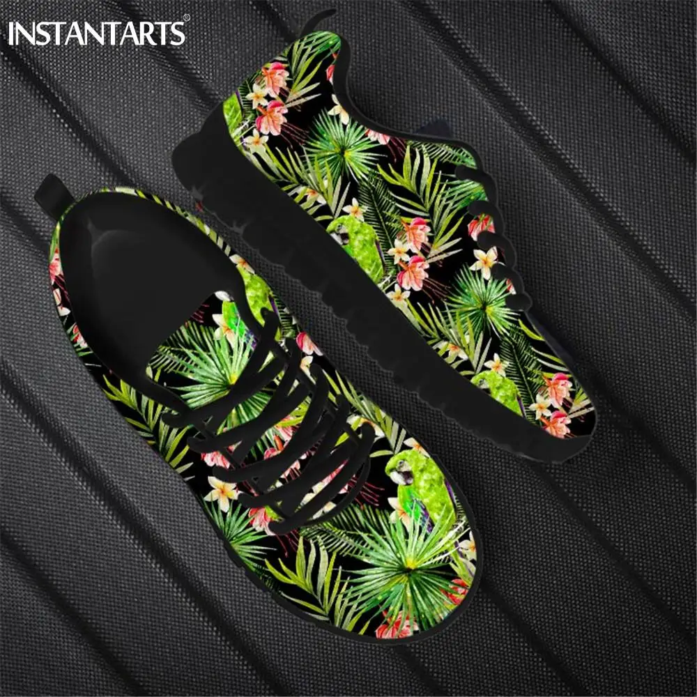 

INSTANTARTS Women's Shoes Casual Sneakers Flats Tropical Hawaiian Parrot Pattern Autumn/Spring Mesh Ladies Walking Footwear 2022