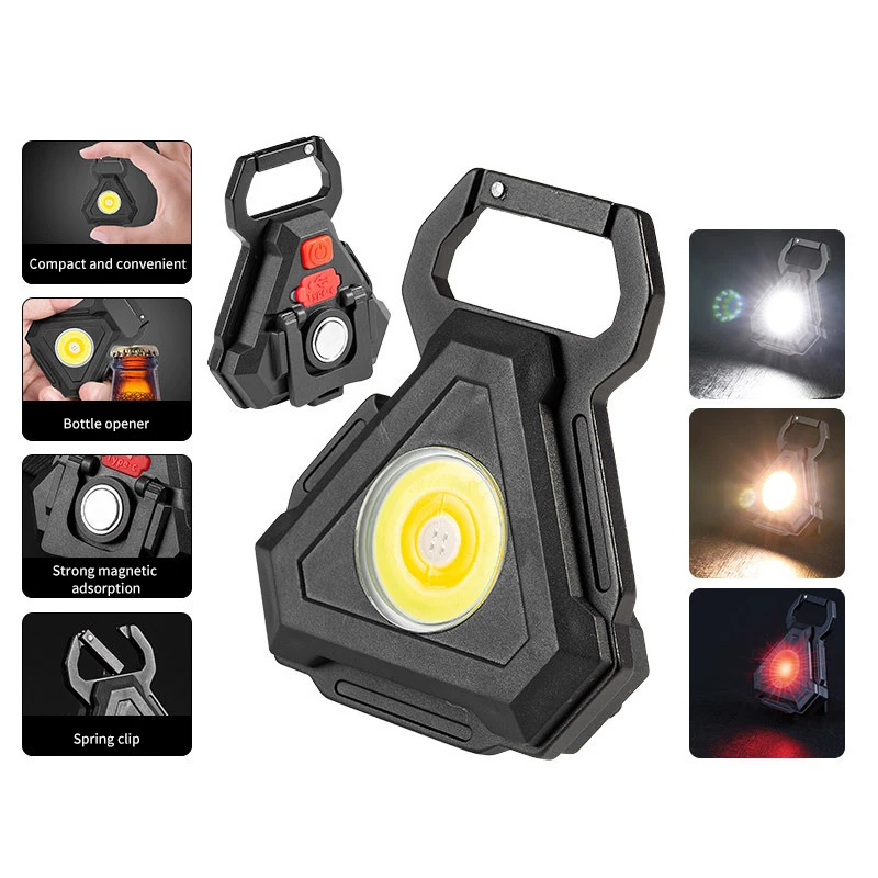 

Keychain Light Multifunctional Mini LED Flashlight Strong Light Portable Torch White Yellow Red Light Tricolor Work Light