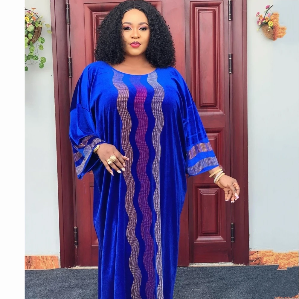 

Velvet African Dresses For Women Spring Autumn Africa Clothing Muslim Long Maxi Dress High Quality Fashion African Dress Lady